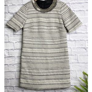 Zara Black White Embellished Neckline Dress